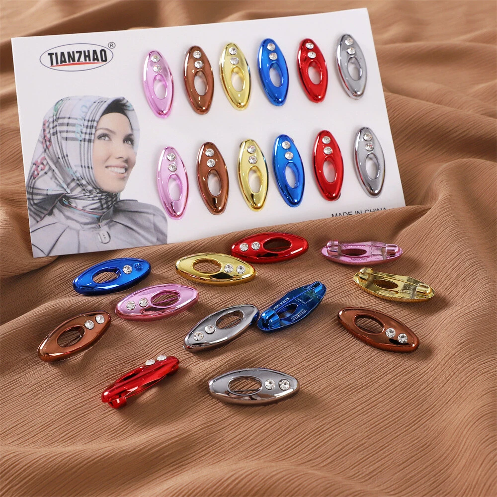 12pcs Women Muslim Safety Scarf Hijab Pins Islamic Shawl Wrap Pins buckle  Brooch