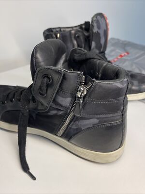 PRADA Sneakers High Top shoes Mens Camouflage Grey Black  display picture 3