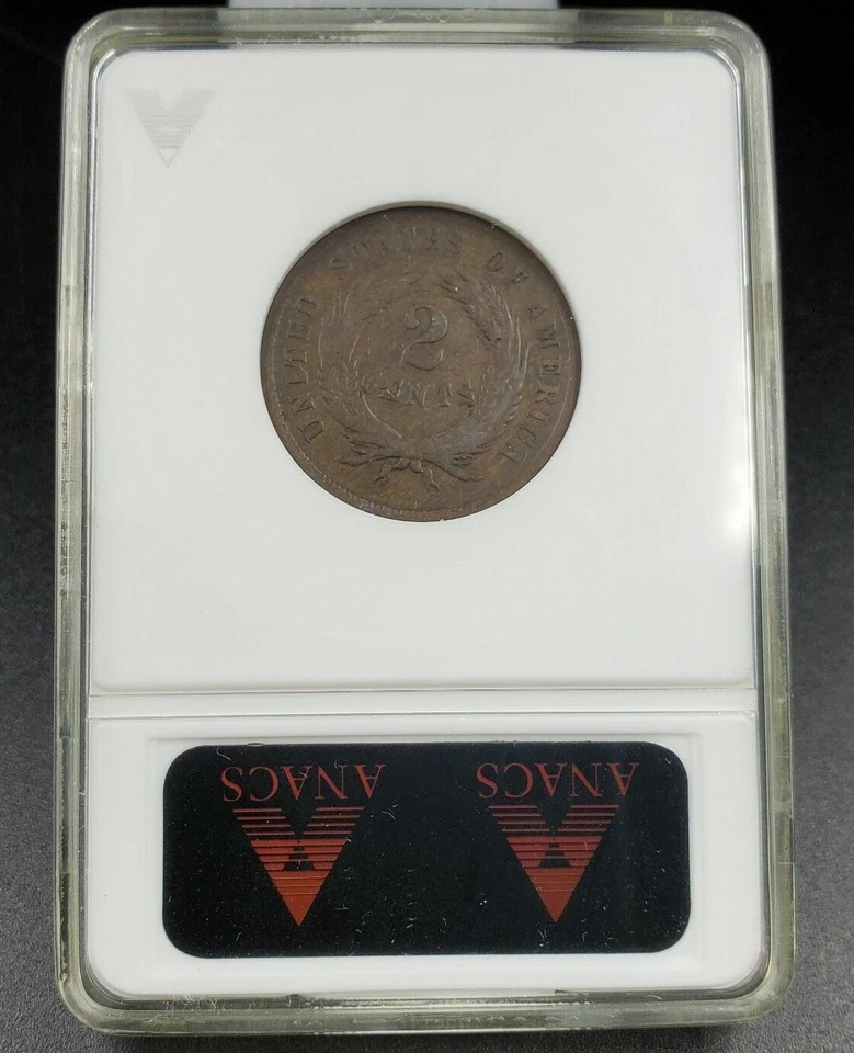 1864 2c Liberty Two Cent Coin ANACS VG08 FS-1302 Breen-2373 18/18 RPD Variety - Image 3 of 4