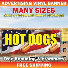 HOT DOGS Advertising Banner Vinyl Mesh Sign Street Food Sandwich Restaurant Bar