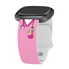 Nursing HD Fibit Versa 3 and Sense Watch Band - Pink Nurse