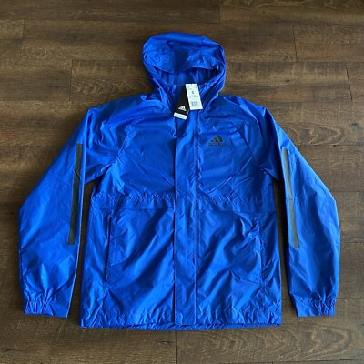 Mens Adidas BSC 3-Stripes Wind.rdy Blue Windbreaker Jacket FI0623 Small S