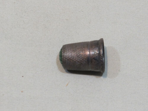 Vintage Sterling 800 Thimble Green Glass Top - Picture 2 of 5