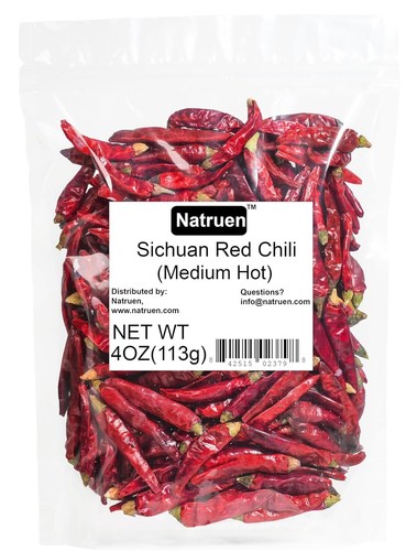 Natruen Whole Dry Szechuan Chinese Red Chili Pods 4oz (Medium Hot) - Picture 10 of 12