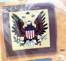 Art Craft Concepts Needlepoint USA Eagle Freedom New Vintage Sewing Grannycore
