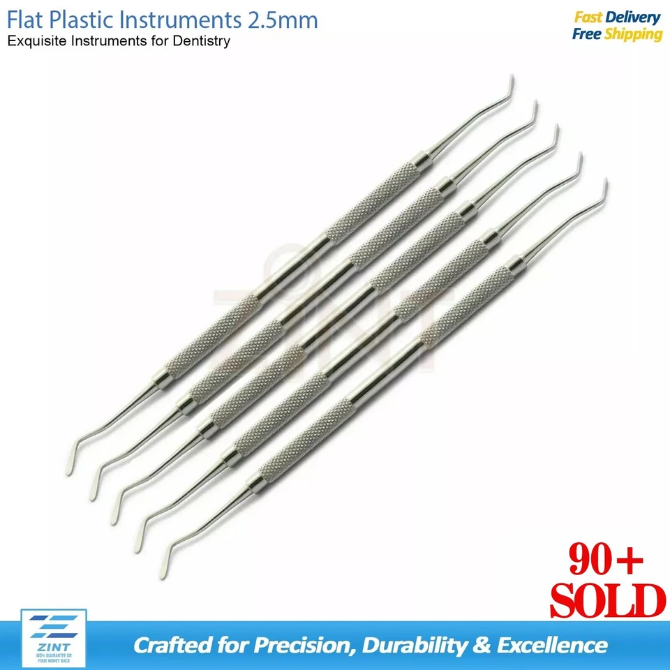 MEDENTRA UK Dental Restorative Flat Plastic Instruments 2.5mm Set of 5 Double Ended Scalers