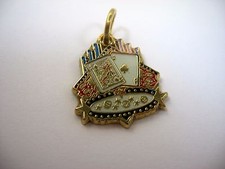 Vintage Las Vegas Gambling Keychain Charm Gold Tone Enamel Poker Ace Jack Cards