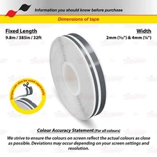 1/12" & 1/6" STRIPE Car Motorcycle Truck Twin Line TAPE Vinyl Sticker DARK GRAY