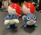2 Vintage 1999 Burger King Toy 2" Pokemon POLIWRATH Poliwhirl WATER SQUIRTER Lot