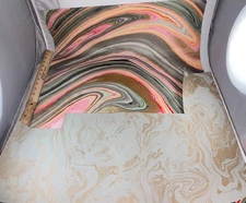 Lot HANDMADE Marbled Art Paper 25 X 26 Grey & Gold 27 x 12