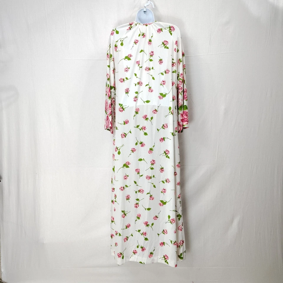 Bata Floral Años 70 De Colección L Rosa Estampado Retro Boho 1 Bolsillo Caftán Cremallera Foto 3 de 4