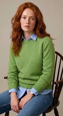 O'Connell's Scottish Shetland Crewneck Sweater Apple Green! XS Excellent 