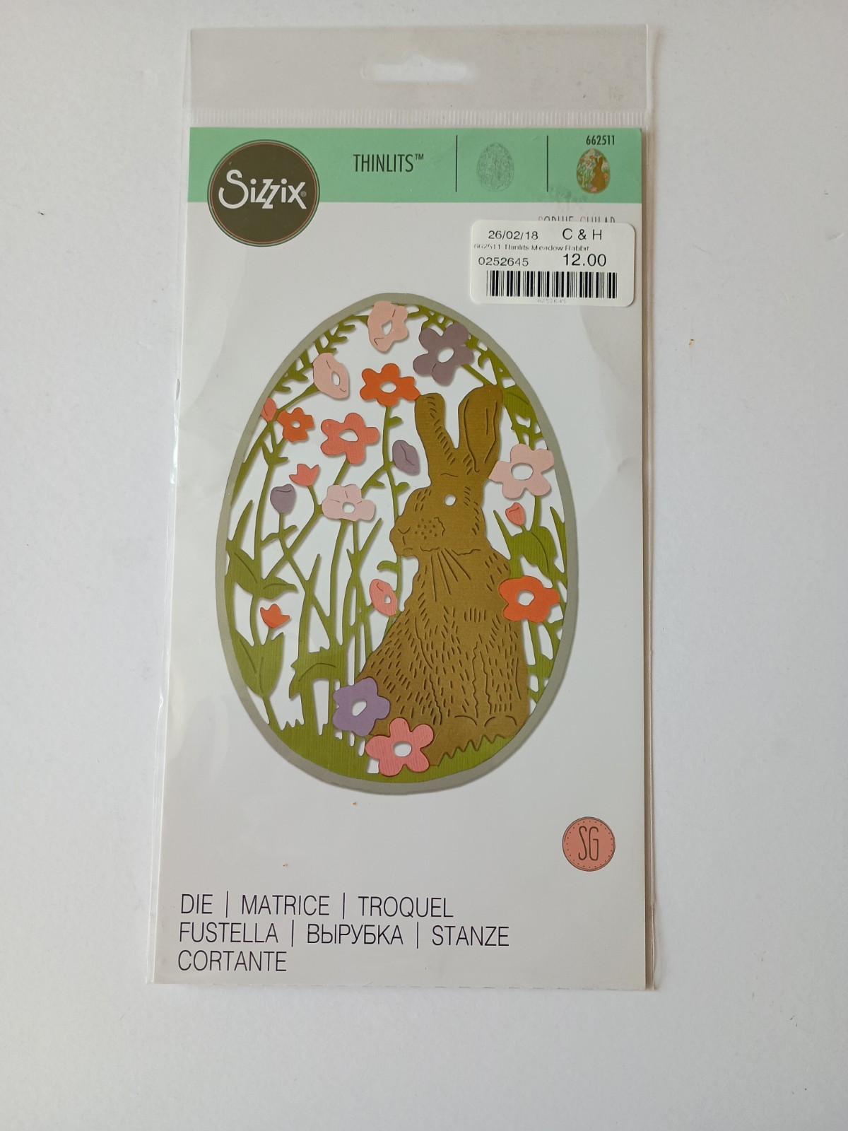 Sizzix Thinlits Dies Meadow Rabbit 662511 Bunny Flowers Discontinued Rare