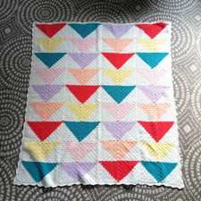 Handmade Crochet Blanket Baby Child Primary Triangle Cottage Retro 46X50 Cozy