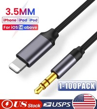 For iPhone 7 8 X XR 13 14 Pro Max 8 Pin to 3.5mm AUX Audio Car Adapter Cord lot