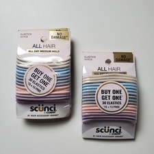 2 Packs Scunci Elastics Hair ties All Day Medium Hold 15 Assorted 15 Black Each