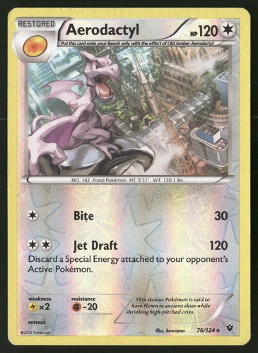 Aerodactyl 76/124 Rare Fates Collide Pokemon Reverse Holo HP