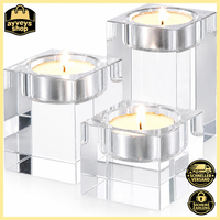 Teelichthalter Kristall Deko Tisch 3Er Set 8-4 Cm KerzenstäNder 3 StüCk