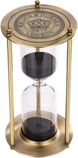 Hourglass 60 Minute Sand Timer, Vintage Brass Black Sand Clock, Large Metal Sand