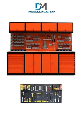 DM-MODELLBAUSHOP Werkstattwand 2 Werkbank Tisch Schrank Decal Diorama Modellbau 1:18