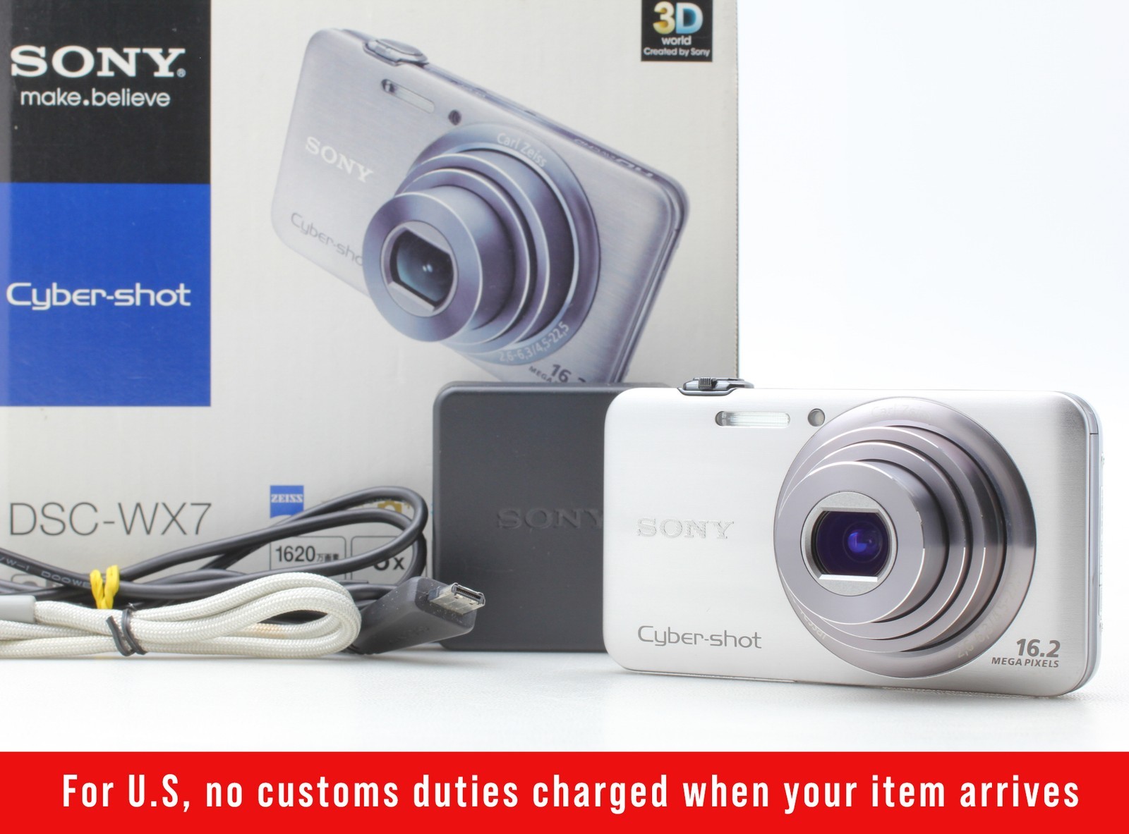 *English OK & BOXED* Sony Cybershot DSC-WX7 Silver 16.2MP Compact Digital Camera