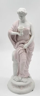 Antique 14+1/2" Parianware, Parian Ware statue of Grecian Woman with Chalice - Image 1 of 4