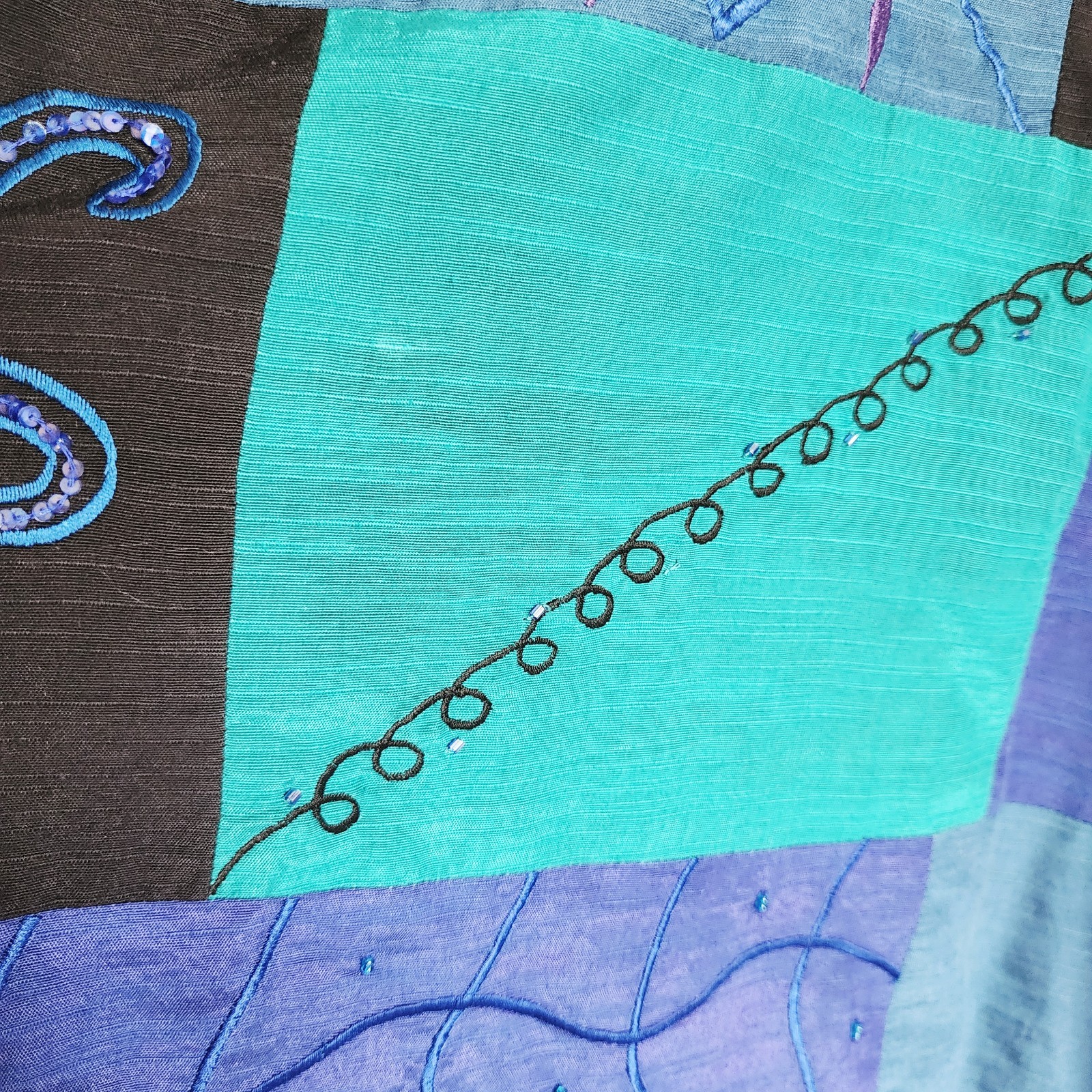 Vintage Indigo Moon Patchwork Jacket Large Blue T… - image 10