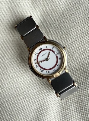 Zenith Port Royal Uhr Quarz Steel Gold Plaque Vintage 30mm