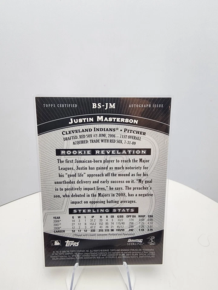 2009 Bowman Sterling Justin Masterson #BS-JM Auto - Image 2 of 2