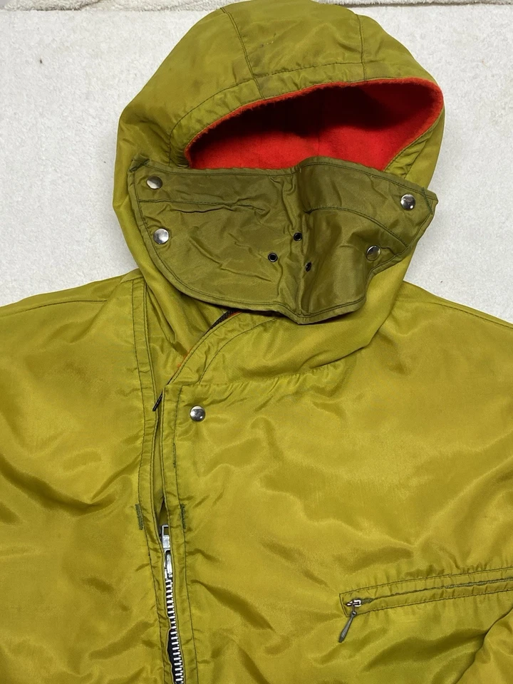 Винтажный 70-х SKI DOO BOMARDIER снегоход костюм капюшон и маска зеленый красный размер XL - Изображение 3 из 4