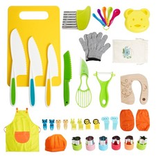 38 Pcs Kids Knife Set, BPA Free Montessori Kitchen Cooking Tools-Kid Safe Kni...