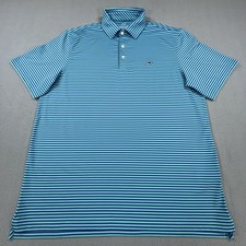 Vineyard Vines Performance Polo Shirt Mens Large Blue Stripe Golf Stretch Whale
