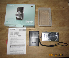 Boxed Canon Powershot Elph 135 16 MP Silver Digital Camera Works 28mm Wide 8x