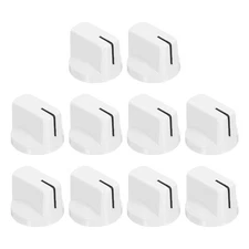 10Pcs 6.4mm Shaft Hole Guitar Ampere Effect Pedal Knobs Pointer with Screw White