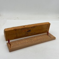 Vintage ES Lowe Company Made in USA 1503 Model Cribbage Board Wood 12"