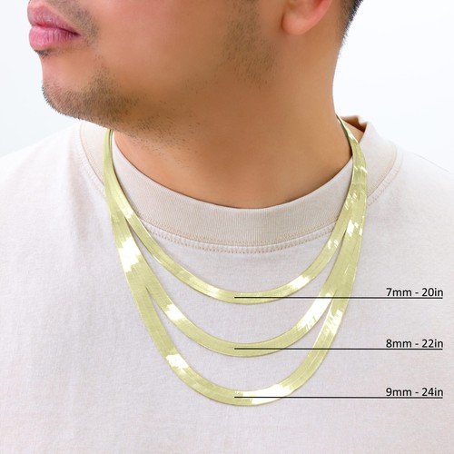 10K Gelbgold massive 3mm-9mm flache Fischgrät Kette Halskette Damen Herren 16"-24" - Bild 6 von 75