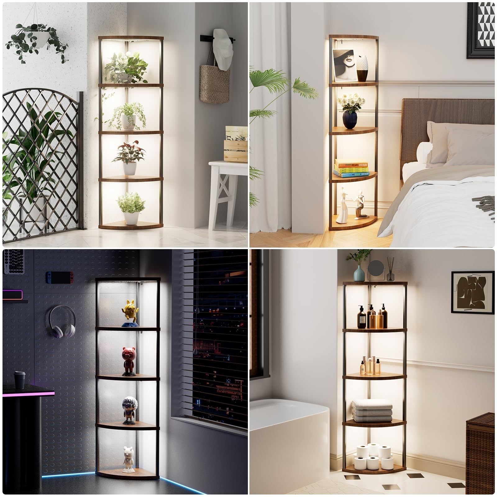 4-Pack Under Shelf Lighting for 5 Tier Corner Shelf Stand,Ultra-Bright 10 Dim...