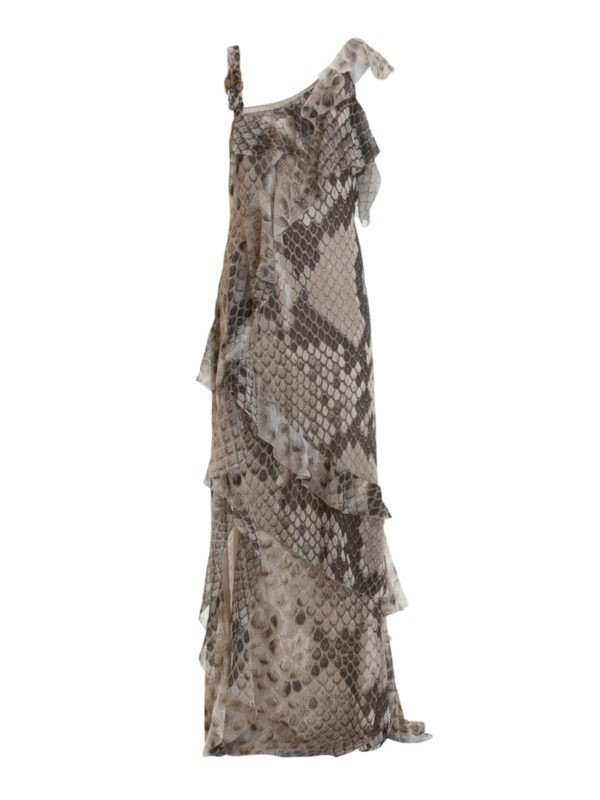 Roberto Cavalli Macro Python print ruffled maxi d… - image 1