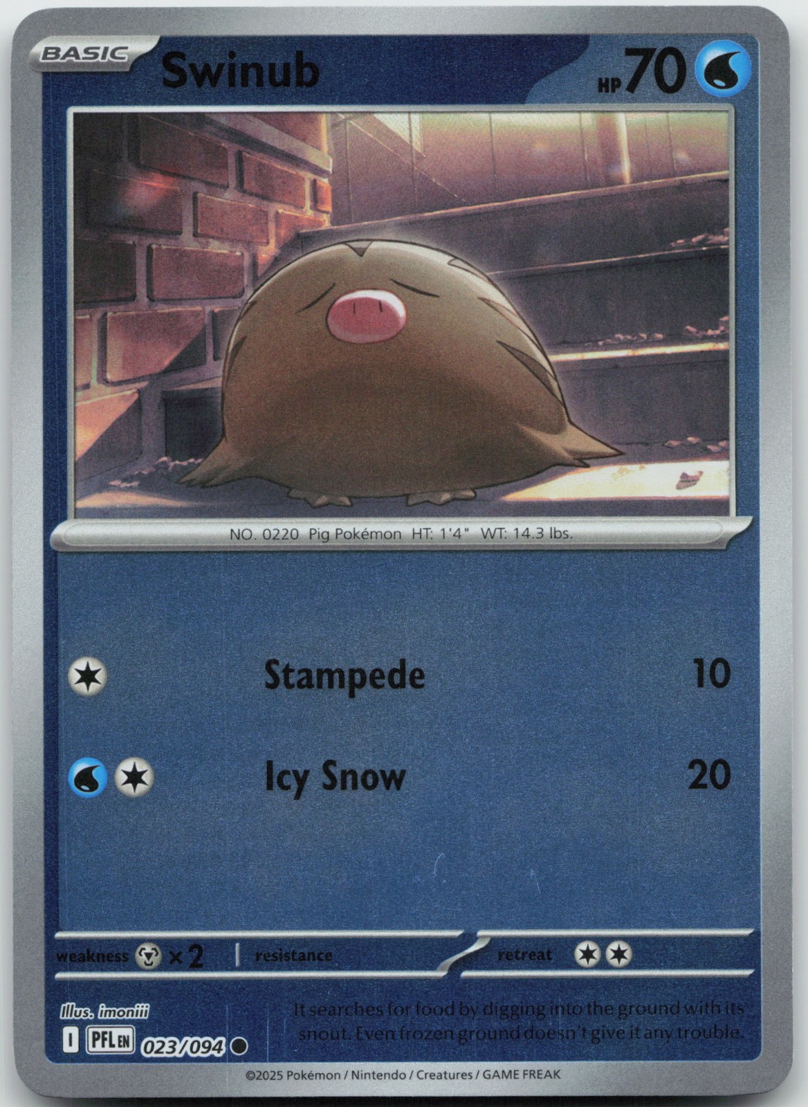 Swinub 023/094 Reverse Holofoil (RH) ME02: Phantasmal Flames (PFL) - NM/LP