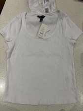 2x New Look White Ribbed T Shirts Size 12 New