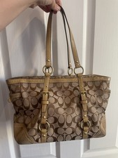 RARE Vintage Coach Legacy Turnlock Tote Bag Brown Signature Canvas Leather Y2K