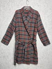 VTG LL Bean Plaid Flannel Robe Mens M Cotton Bathrobe Lodge Cabin Cozy Preppy