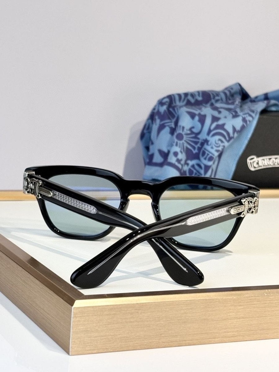 Chrome Hearts Black Square Sunglasses – Light Blue Lenses – Luxury