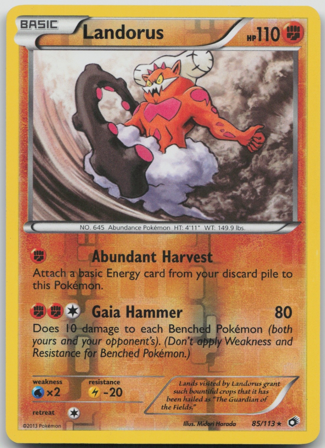 Landorus 85/113 Holo Rare Legendary Treasures LP Reverse Holo