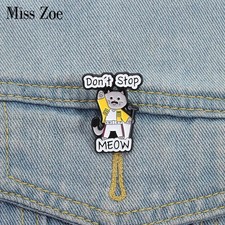 Cat Singer Concert Enamel Pins Custom Don't Stop MEOW Brooches Lapel Badges Clot