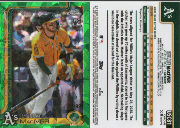 2025 Topps Chrome Update Sapphire - Willie MacIver #USC81 Green /99 (RC)