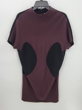 Calvin Klein Dress Womens 4 Black Maroon Unstructured Artsy Short Sleeve Sheath