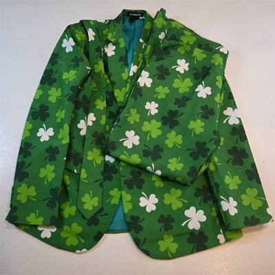 Suitmeister 44R 36x34 Green Shamrock St Paddys Day Tie Jacket Pants Suit