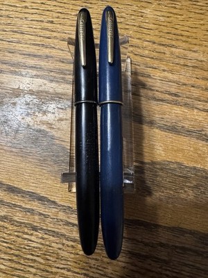 Lot Of 2 Vintage Sheaffer Craftsman Fountain Pen  350/500 Blue/Black 14k Nibs