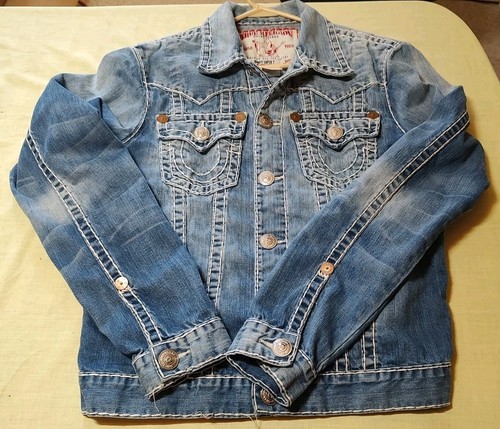 Giacca jeans True Religion World Tour Jimmy Super T blu uomo taglia large bella! - Foto 6 di 12